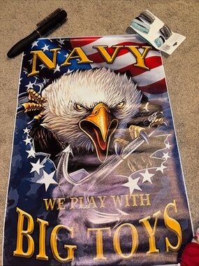 Source Unknown Patriotic Eagle Poster - Blue, White, Gold